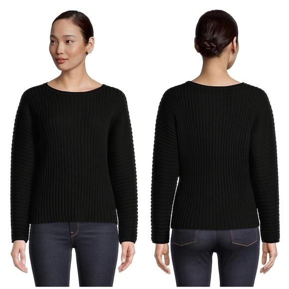 Club Monaco Wool Sweater Black Dolman Sleeve Ribbed Sweater Size XS - Picture 1 of 8